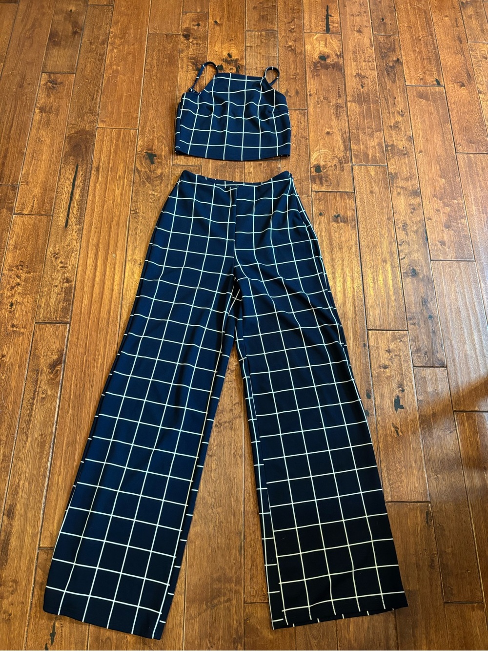 Charlotte Russe Navy Windowpane set sz S Y2K